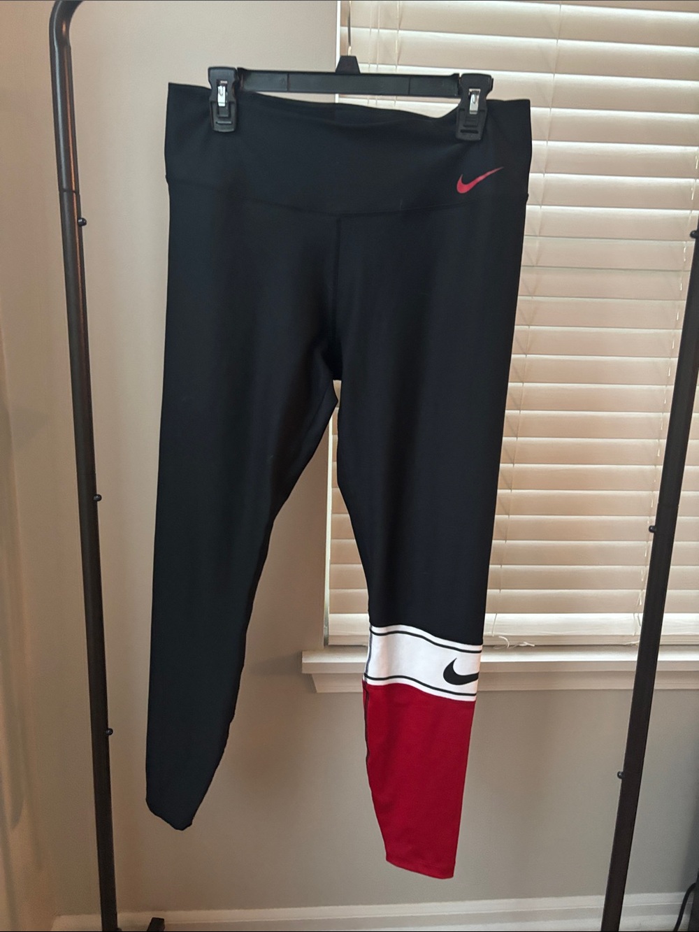 Nike Black Leggings with Red and White Colorblock